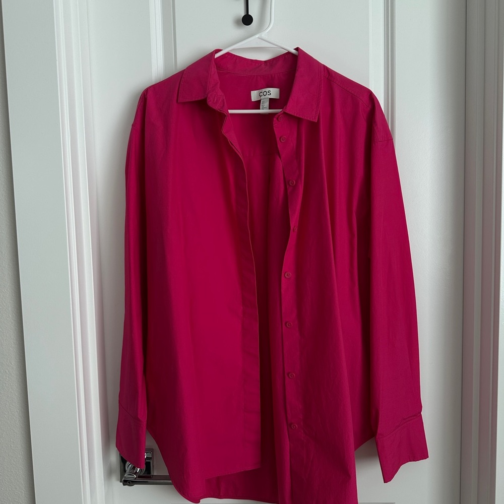COS Oversized Bright Pink Button Down Shirt